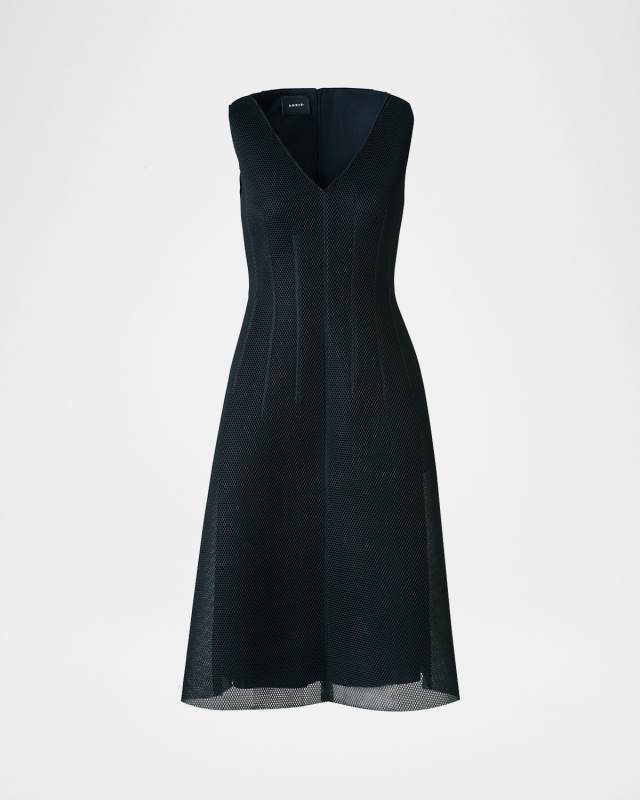 Techno Grid V-Neck Midi DressI